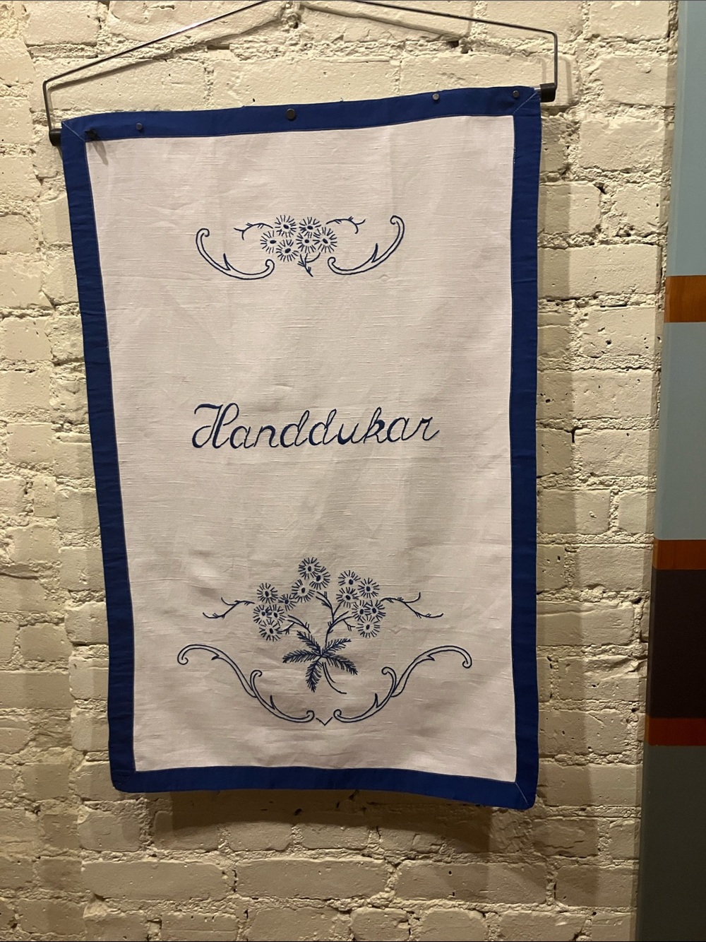 Vintage Swedish large size hand embroidered guest towel dish towel